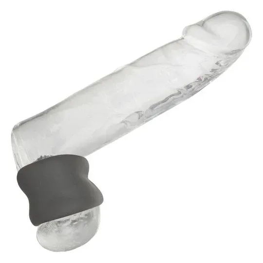 Anneau d'étirement du scrotum CalExotics Alpha noir en silicone liquide forme sablier