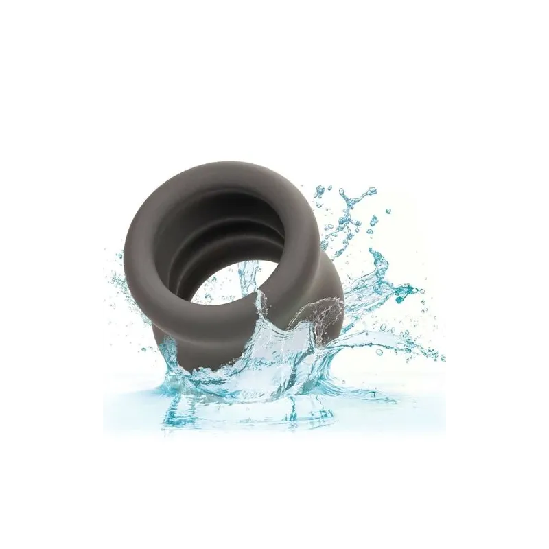 Anello stira-scroto CalExotics Alpha nero in silicone liquido forma clessidra