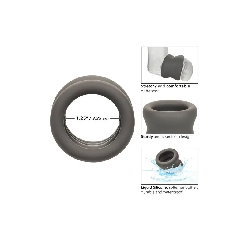 Anello stira-scroto CalExotics Alpha nero in silicone liquido forma clessidra