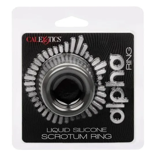 Anillo estirador escrotal CalExotics Alpha negro de silicona líquida forma reloj de arena