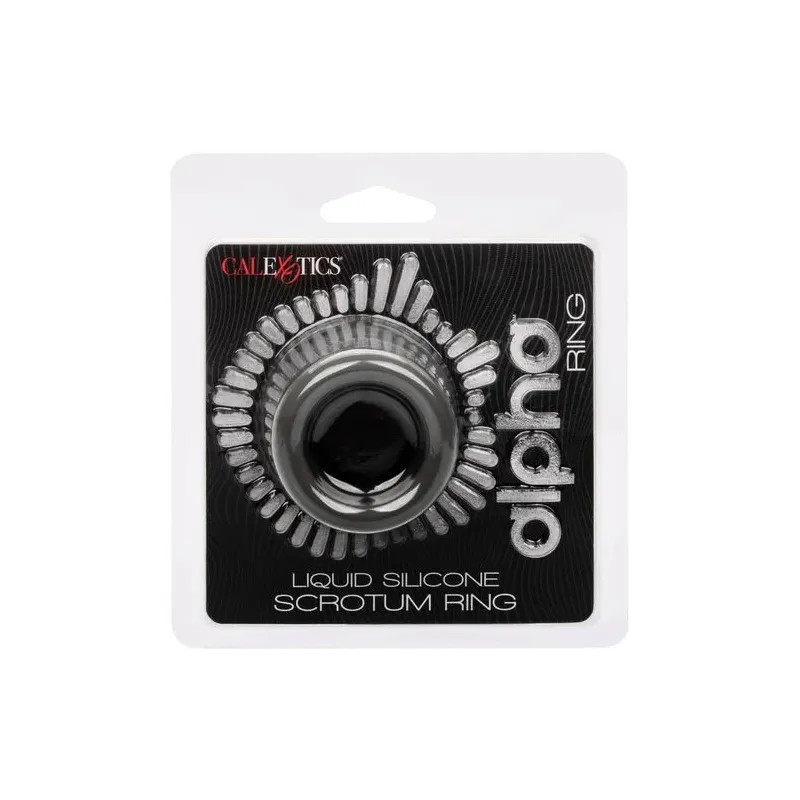Anillo estirador escrotal CalExotics Alpha negro de silicona líquida forma reloj de arena