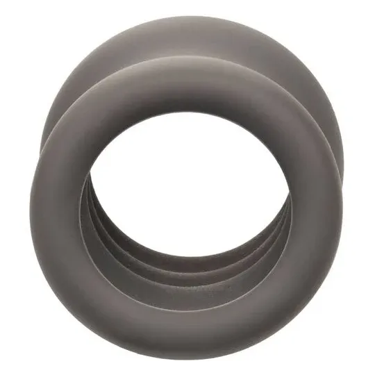 CalExotics Alpha black liquid silicone scrotum stretcher ring hourglass shape