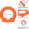 Double ball cock ring made of orange silicone by CalExotics, with textured pearls for enhanced stimulation.