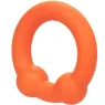 Penishülle mit zwei Kugeln aus orange Silikon von CalExotics, mit Perlenstruktur zur Stimulation.