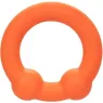 Anneau pénien double bille en silicone orange CalExotics, texture perlé pour stimulation.