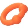 Double ball cock ring made of orange silicone by CalExotics, with textured pearls for enhanced stimulation.
