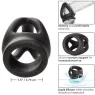 Bague de pénis double cage en silicone liquide noir de CalExotics, anneau érecteur et cage pour stimulation.