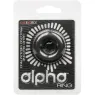Anneau prolongateur en silicone noir CALEXOTICS Alpha, extensible et sans couture pour érection durable.
