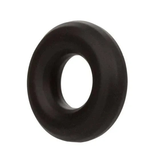Anneau prolongateur en silicone noir CALEXOTICS Alpha, extensible et sans couture pour érection durable.