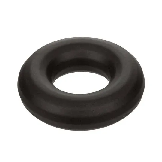Anneau prolongateur en silicone noir CALEXOTICS Alpha, extensible et sans couture pour érection durable.