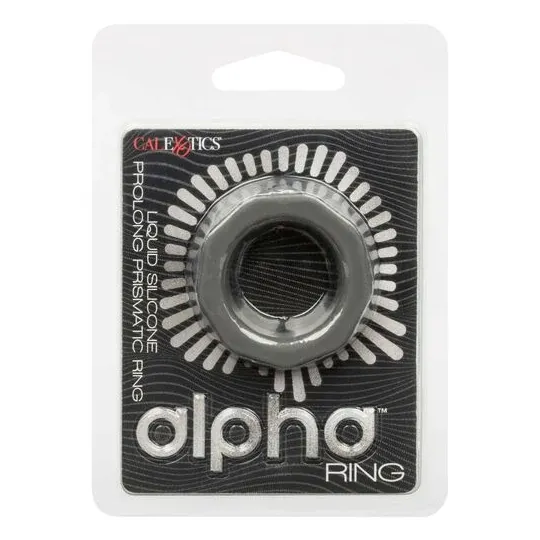 CalExotics Alpha Prismatique Prolong cock ring in gray silicone, stretchable and waterproof, for longer erections.