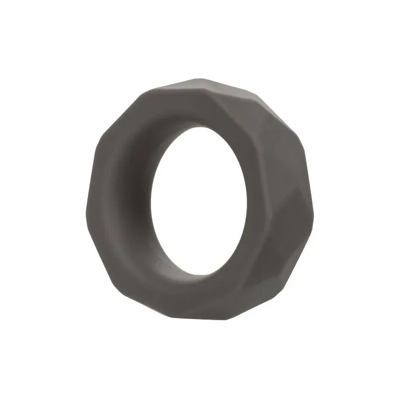 CalExotics Alpha Prismatique Prolong cock ring in gray silicone, stretchable and waterproof, for longer erections.