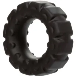 Anneau prolongateur Alpha en silicone liquide noir de CalExotics, conçu pour une érection plus ferme et durable.