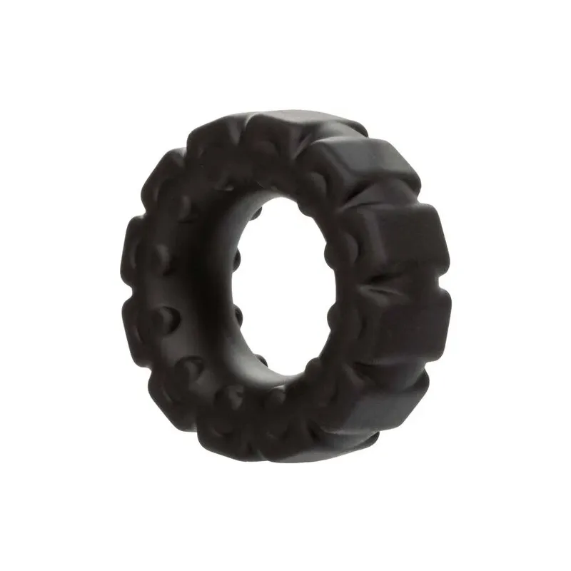 Anillo prolongador Alpha en silicona líquida negra de CalExotics, para erecciones más firmes y duraderas.