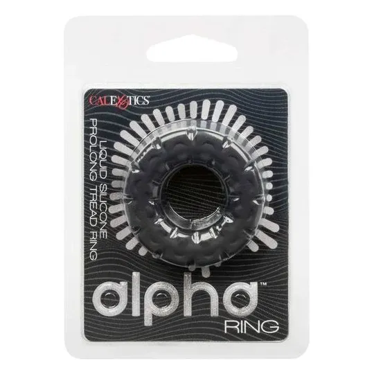 Anillo prolongador Alpha en silicona líquida negra de CalExotics, para erecciones más firmes y duraderas.