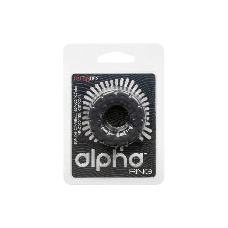 Alpha Penisring aus flüssigem Silikon in Schwarz von CalExotics, für festere und langanhaltendere Erektionen.