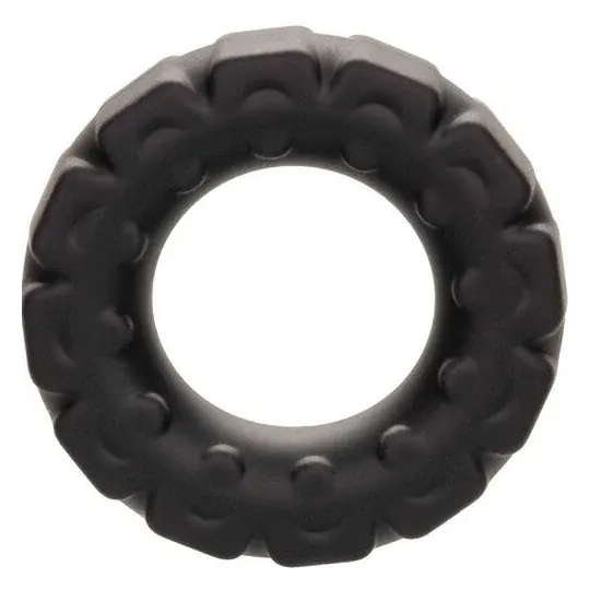 Anillo prolongador Alpha en silicona líquida negra de CalExotics, para erecciones más firmes y duraderas.