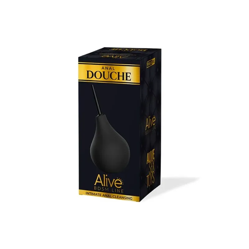 Schwarze Analdusche Größe S von ALIVE zur Intimhygiene und Darmreinigung vor dem Analverkehr