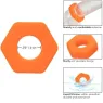 Anello penieno in silicone arancione CalExotics, forma sexagon, vista frontale su sfondo bianco