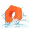 Orange silicone cock ring from CalExotics, Sexagon shape, front view on white background