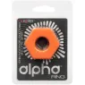 Anello penieno in silicone arancione CalExotics, forma sexagon, vista frontale su sfondo bianco