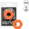Orange silicone cock ring from CalExotics, Sexagon shape, front view on white background
