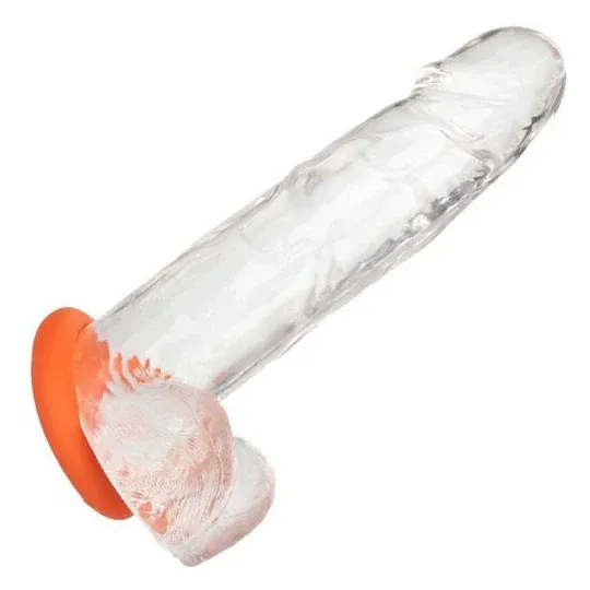 Anneau prolongateur CalExotics Alpha Prolong grande bague orange en silicone liquide, extensible