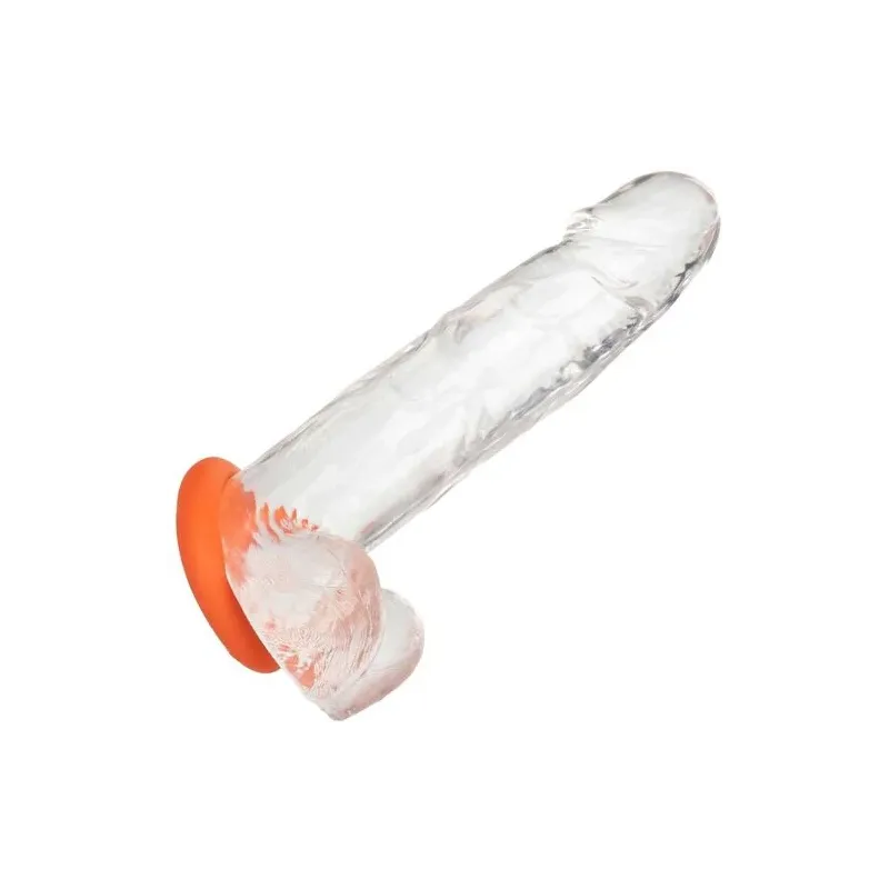 Anneau prolongateur CalExotics Alpha Prolong grande bague orange en silicone liquide, extensible