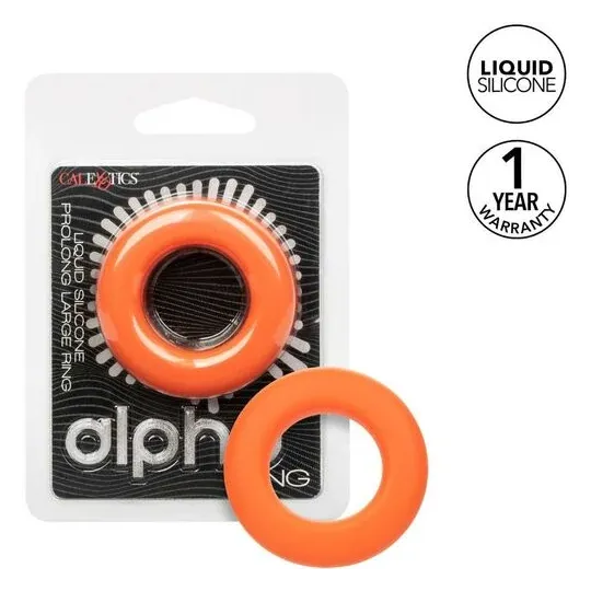 Anneau prolongateur CalExotics Alpha Prolong grande bague orange en silicone liquide, extensible