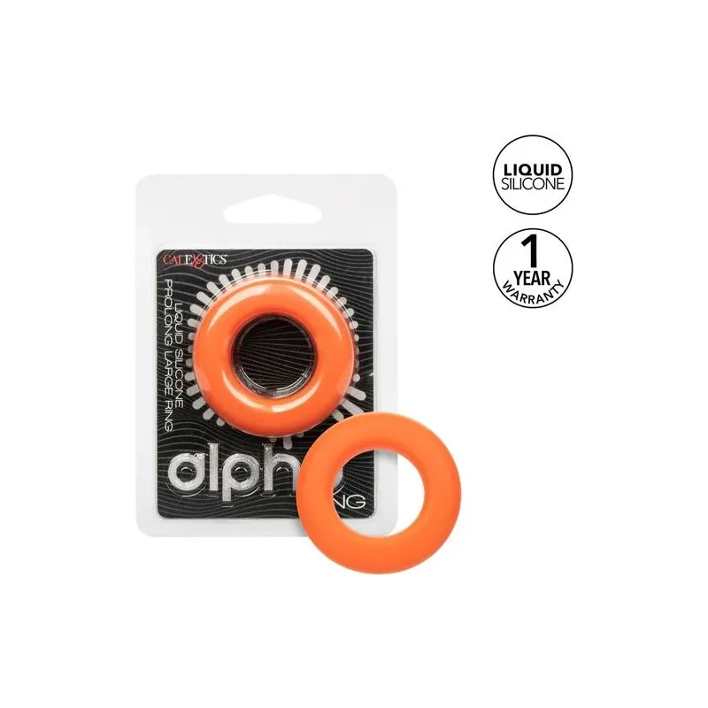 Anneau prolongateur CalExotics Alpha Prolong grande bague orange en silicone liquide, extensible