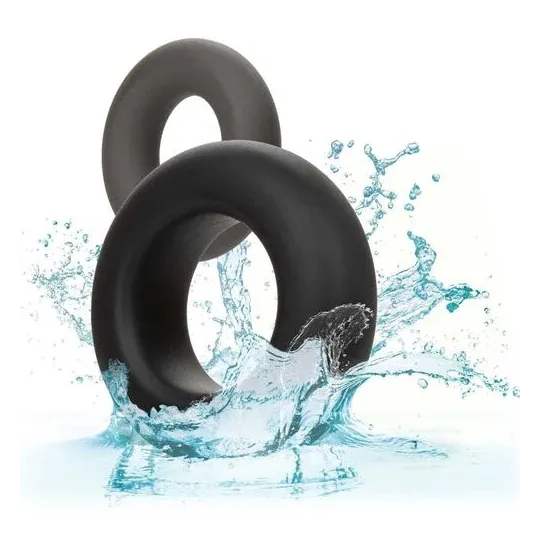 Lot de 2 anneaux de prolongation érectile en silicone gris CalExotics Alpha Prolong