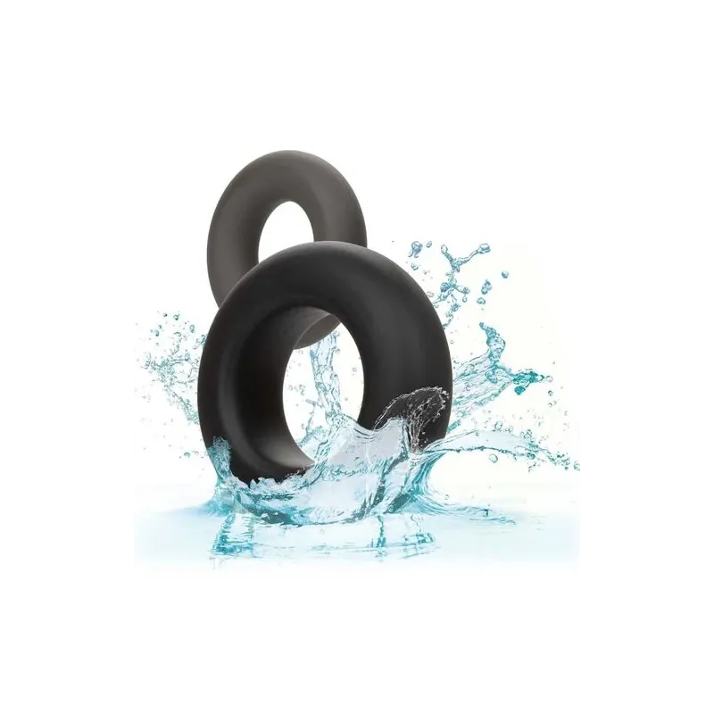 Lot de 2 anneaux de prolongation érectile en silicone gris CalExotics Alpha Prolong