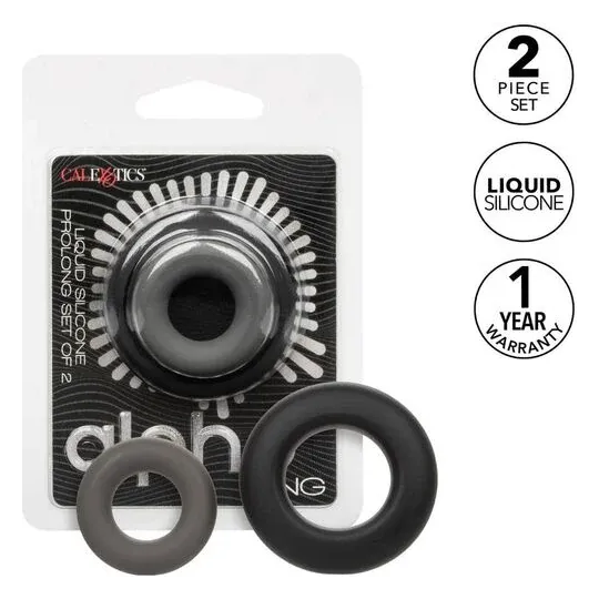 Lot de 2 anneaux de prolongation érectile en silicone gris CalExotics Alpha Prolong