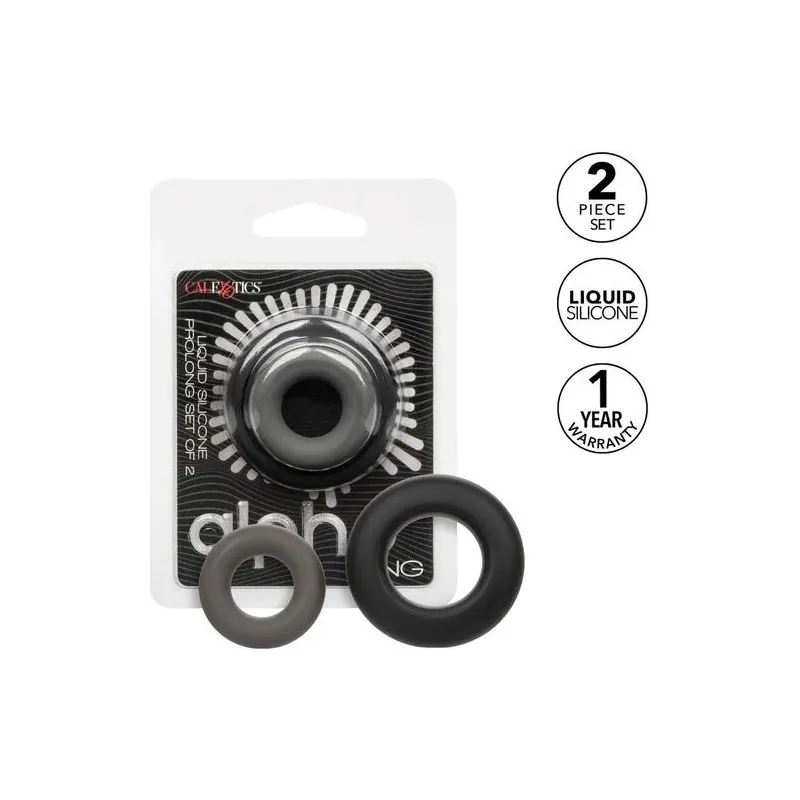 Lot de 2 anneaux de prolongation érectile en silicone gris CalExotics Alpha Prolong