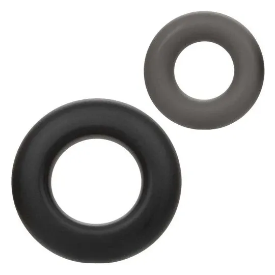 Lot de 2 anneaux de prolongation érectile en silicone gris CalExotics Alpha Prolong