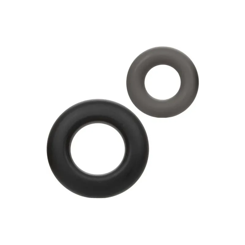 Lot de 2 anneaux de prolongation érectile en silicone gris CalExotics Alpha Prolong