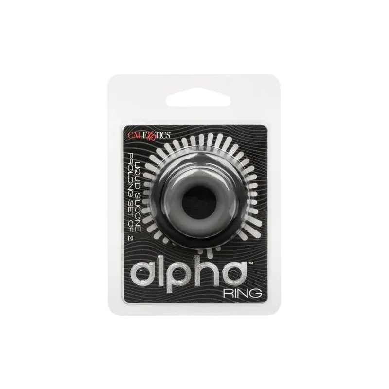 Lot de 2 anneaux de prolongation érectile en silicone gris CalExotics Alpha Prolong