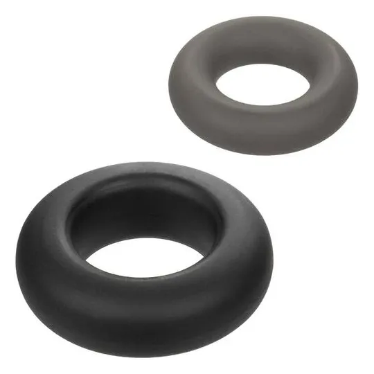 Lot de 2 anneaux de prolongation érectile en silicone gris CalExotics Alpha Prolong