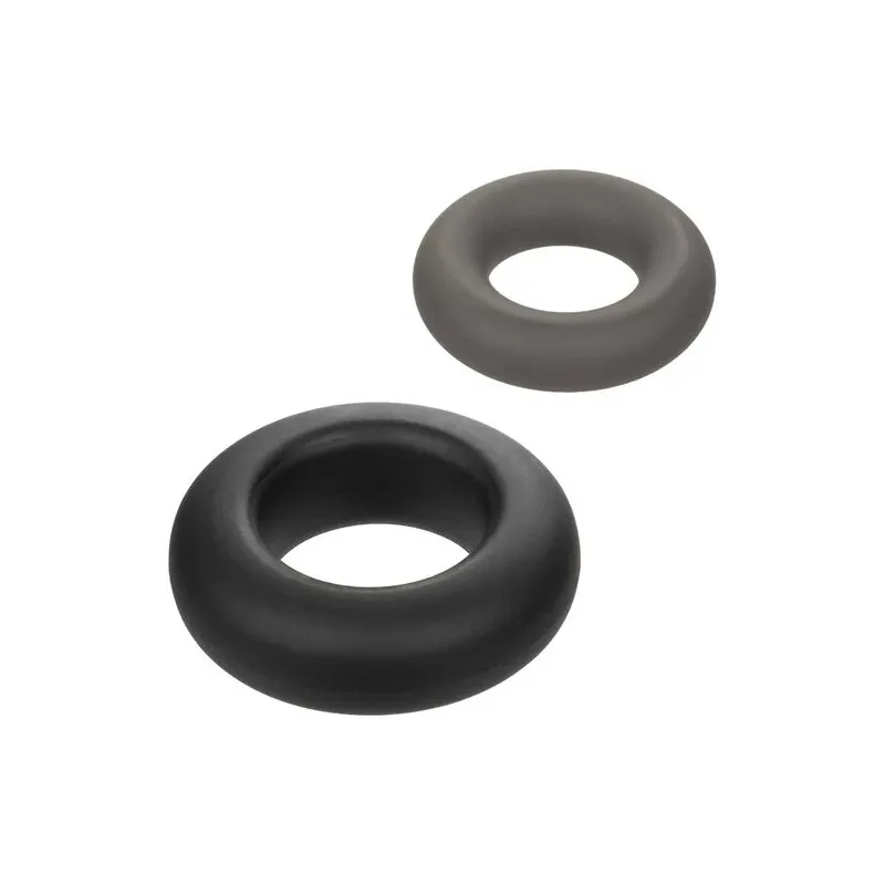 Lot de 2 anneaux de prolongation érectile en silicone gris CalExotics Alpha Prolong