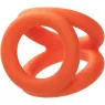 Accessoire érotique triple anneau orange en silicone liquide pour pénis et scrotum CalExotics