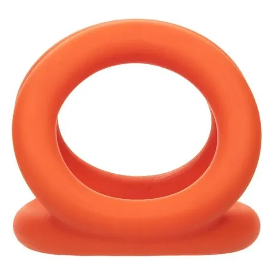 Accessoire érotique triple anneau orange en silicone liquide pour pénis et scrotum CalExotics