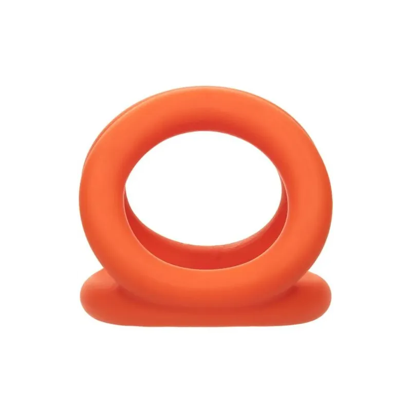 Accessoire érotique triple anneau orange en silicone liquide pour pénis et scrotum CalExotics