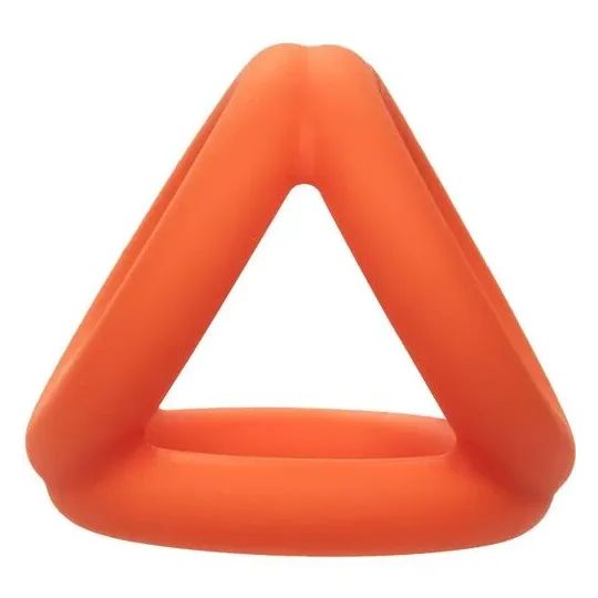 Accessoire érotique triple anneau orange en silicone liquide pour pénis et scrotum CalExotics
