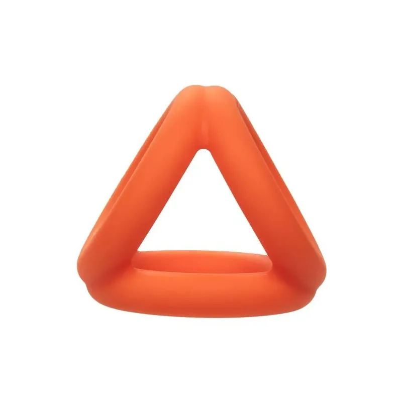 Accessoire érotique triple anneau orange en silicone liquide pour pénis et scrotum CalExotics