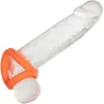 Accessoire érotique triple anneau orange en silicone liquide pour pénis et scrotum CalExotics