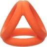 Accessoire érotique triple anneau orange en silicone liquide pour pénis et scrotum CalExotics