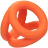 Accessoire érotique triple anneau orange en silicone liquide pour pénis et scrotum CalExotics