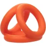 Accessoire érotique triple anneau orange en silicone liquide pour pénis et scrotum CalExotics
