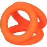 Accessoire érotique triple anneau orange en silicone liquide pour pénis et scrotum CalExotics