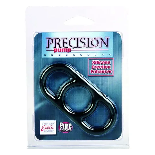 Black silicone precision pump enhancer by Calexotics, comfortable fit at base of cylinder.